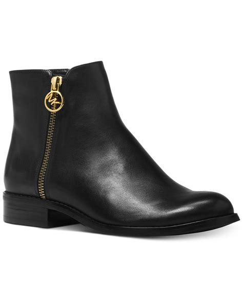 michael kors stiefelette jaycie|MICHAEL Michael Kors Jaycie Flat Polished Leather Zip Booties .